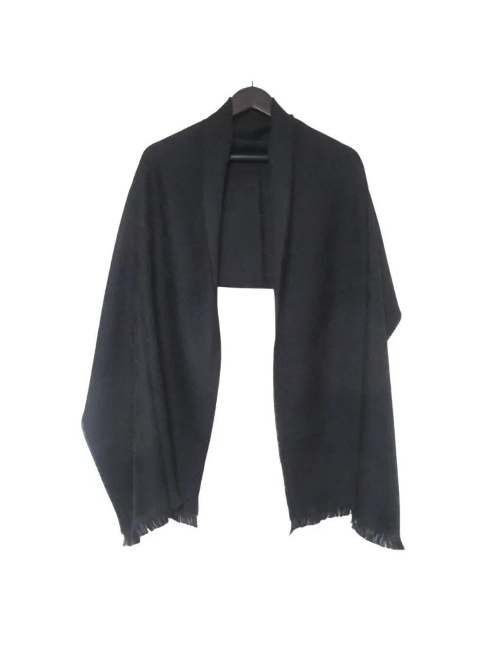 Gucci GG Jacquard Fringe Shawl Black Pre Owned Scarf